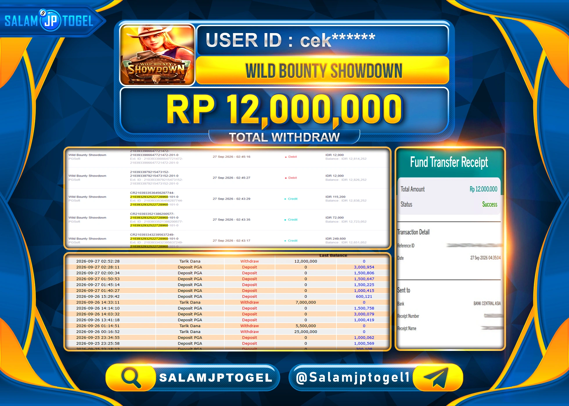 SALAMJPTOGEL JACKPOT MENANG SLOT WILD BOUNTY SHOWDOWN Rp.12,000,000 - LUNAS
